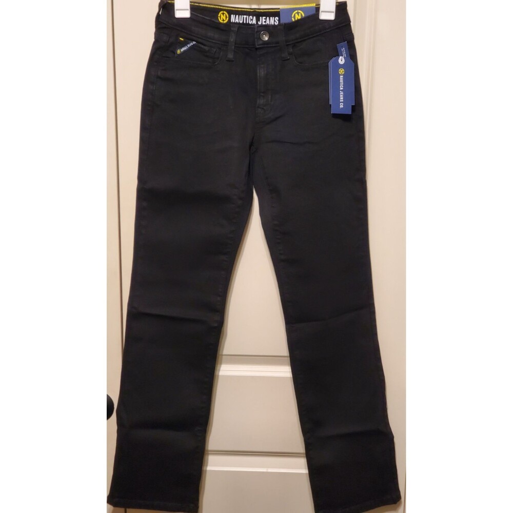 Nautica Women's Jeans Sustainably Crafted Mid-Rise Straight Denim True Black 26